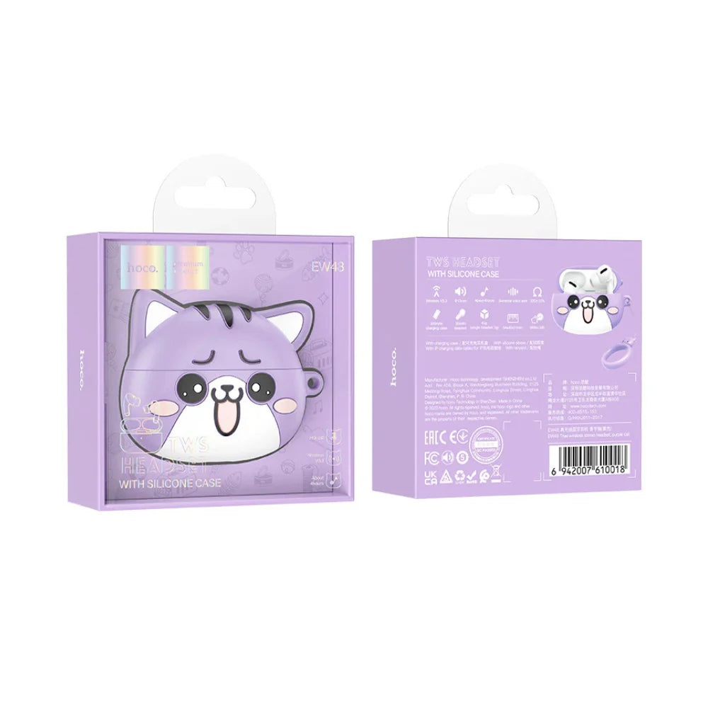 Hoco TWS Earbuds with Silicone Case EW48 - Purple Cat