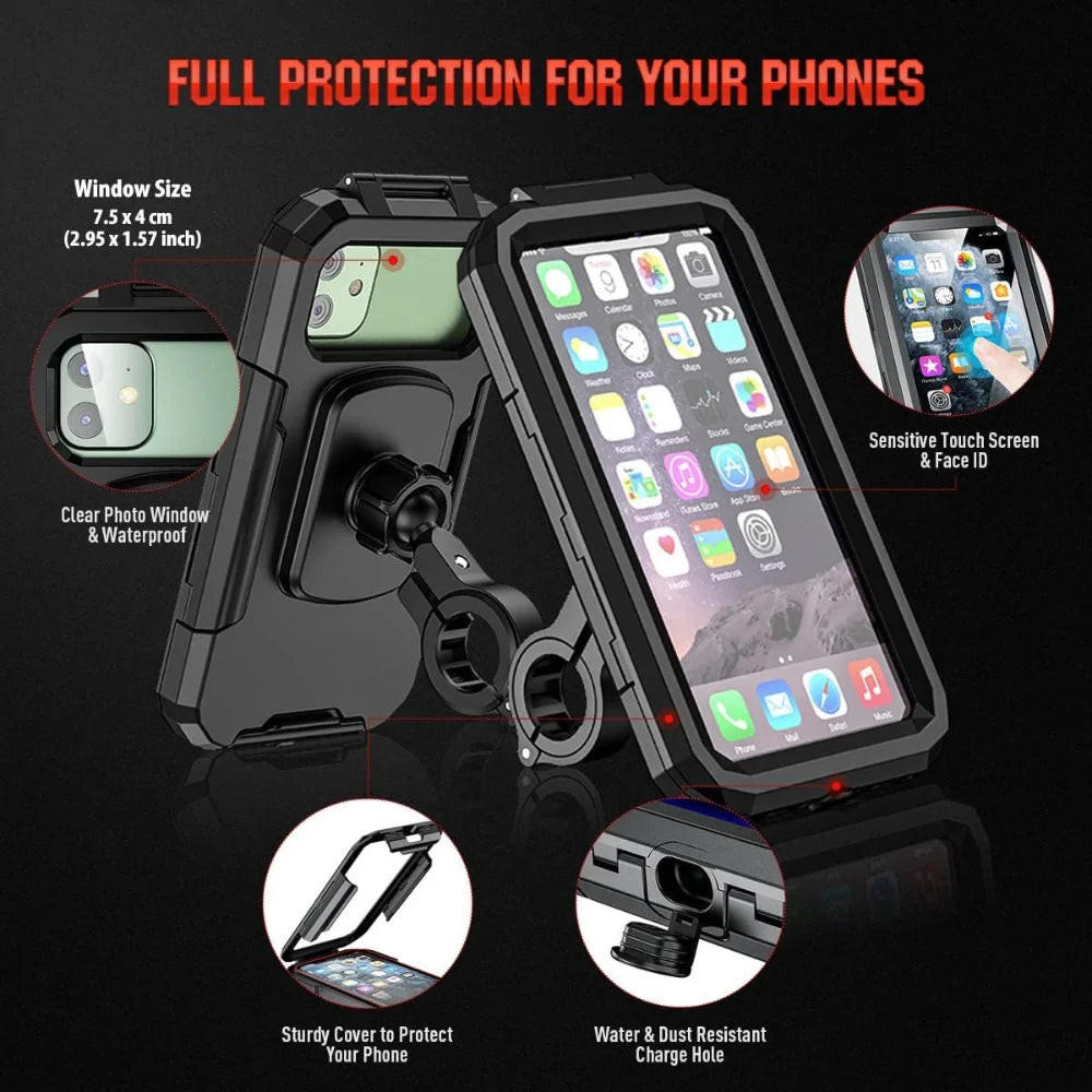 Motorcycle Waterproof Phone Holder with Mirror Mount
