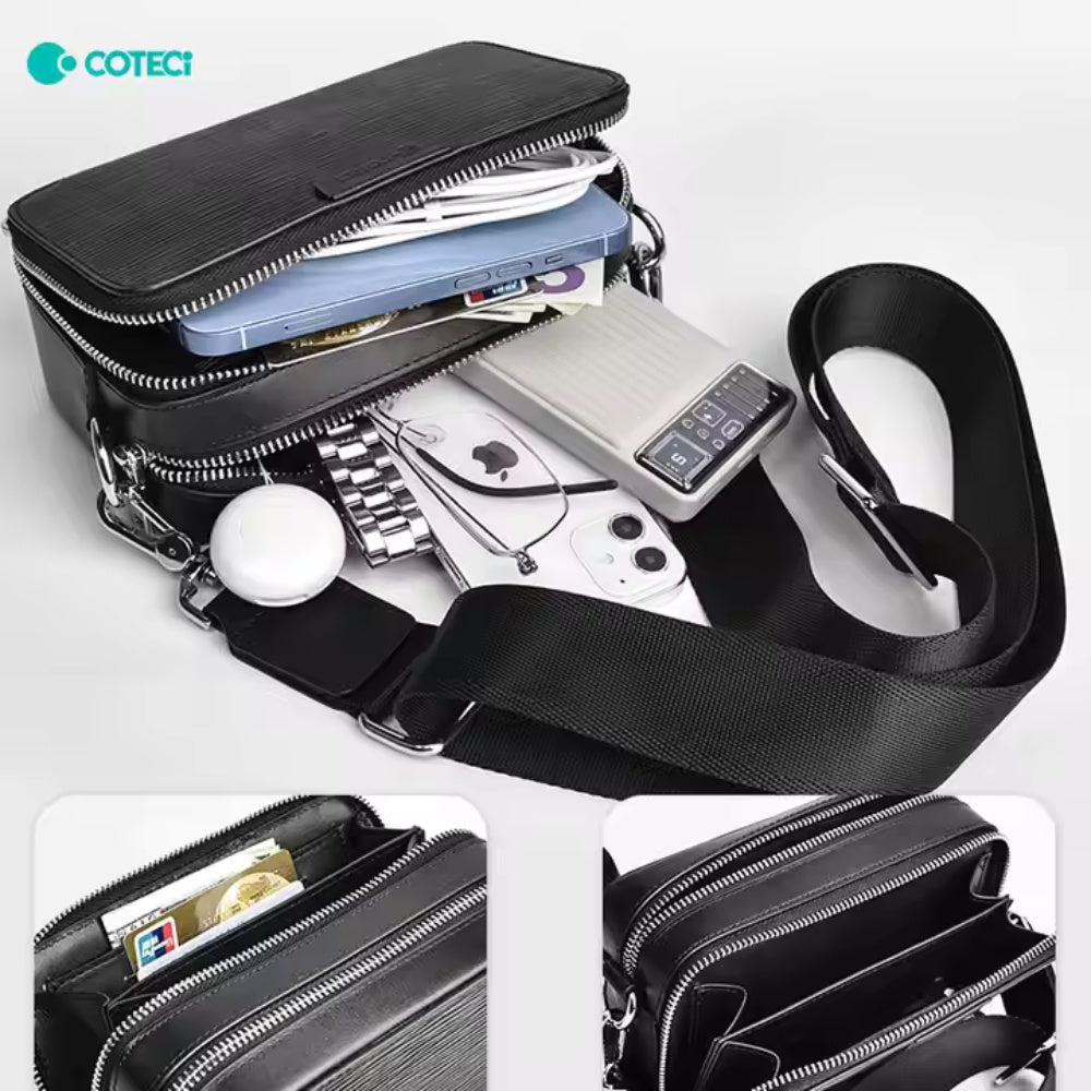 Coteci Luxury Genuine Leather Square Satchel Bag