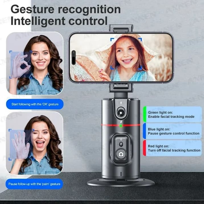 AI Auto-Tracking 360° Phone Gimbal with Remote Control