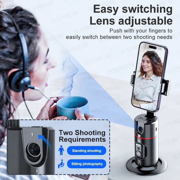 AI Auto-Tracking 360° Phone Gimbal with Remote Control