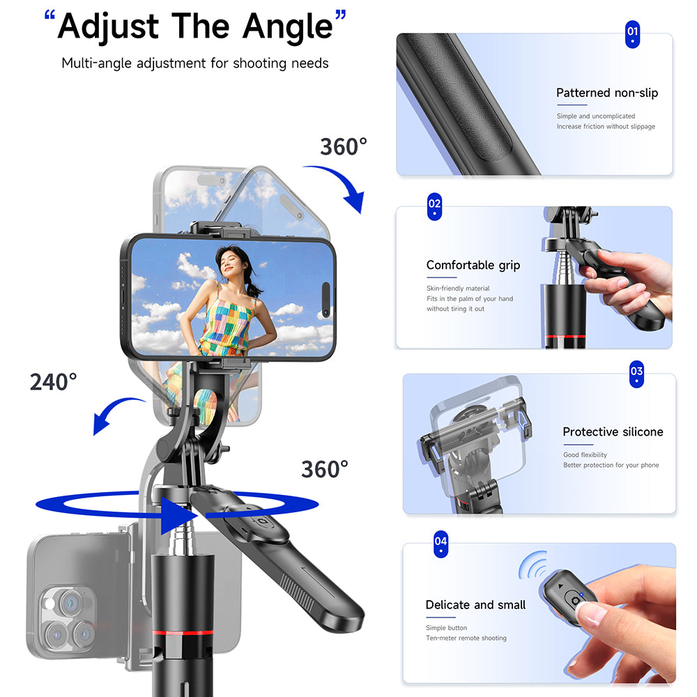 Stable Tripod & Selfie Stick with 2 Side LED Lights and Remote 360° Panoramic Shooting