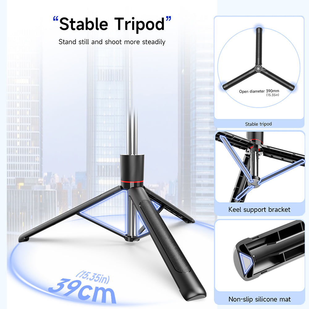Stable Tripod & Selfie Stick with 2 Side LED Lights and Remote 360° Panoramic Shooting