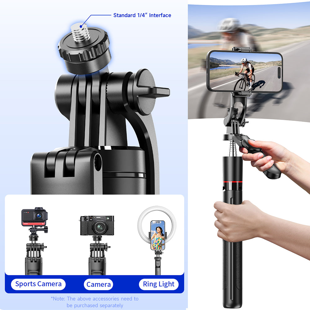 Stable Tripod & Selfie Stick with 2 Side LED Lights and Remote 360° Panoramic Shooting