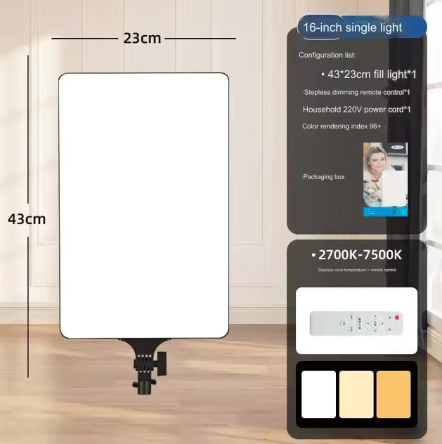LED Video Light 16'' with Remote Control for Studio & Live Streaming