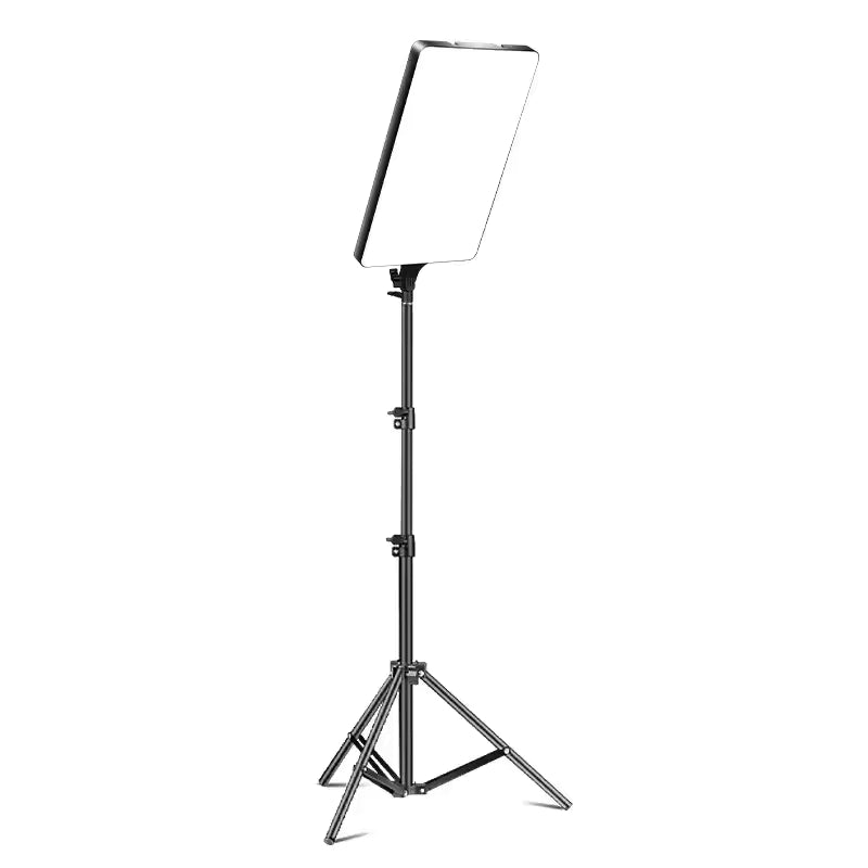 Photography light stand with softbox on a white background