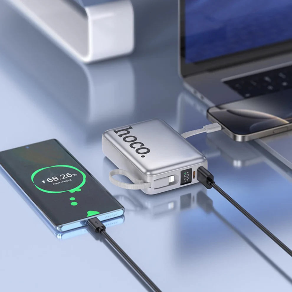 Hoco 20000mAh PowerBank | 18W Fast Charging, Built-in Cables & LED Display
