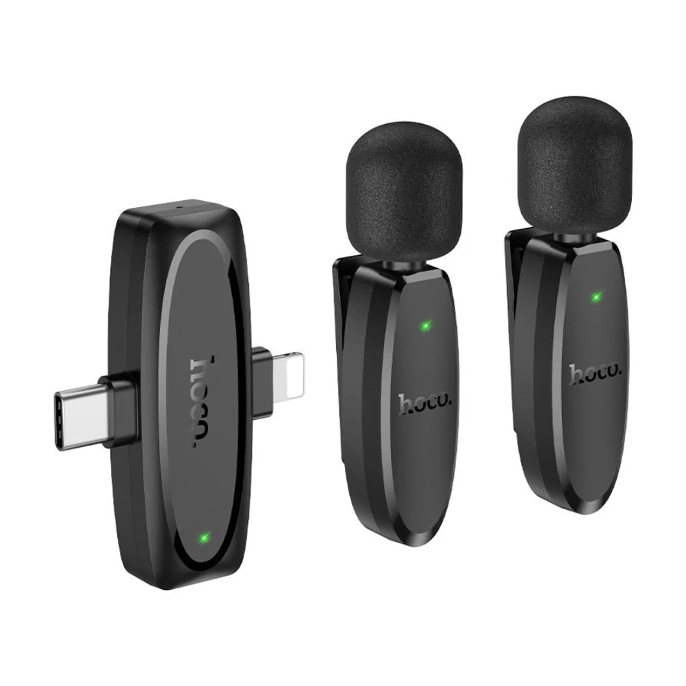 Hoco L15 Dual Wireless Clip-On Microphone – Lightning & Type-C