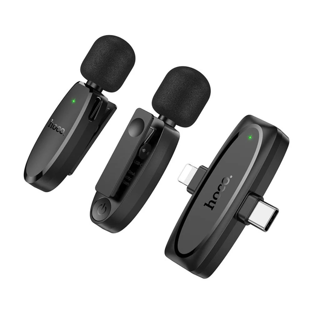 Hoco L15 Dual Wireless Clip-On Microphone – Lightning & Type-C