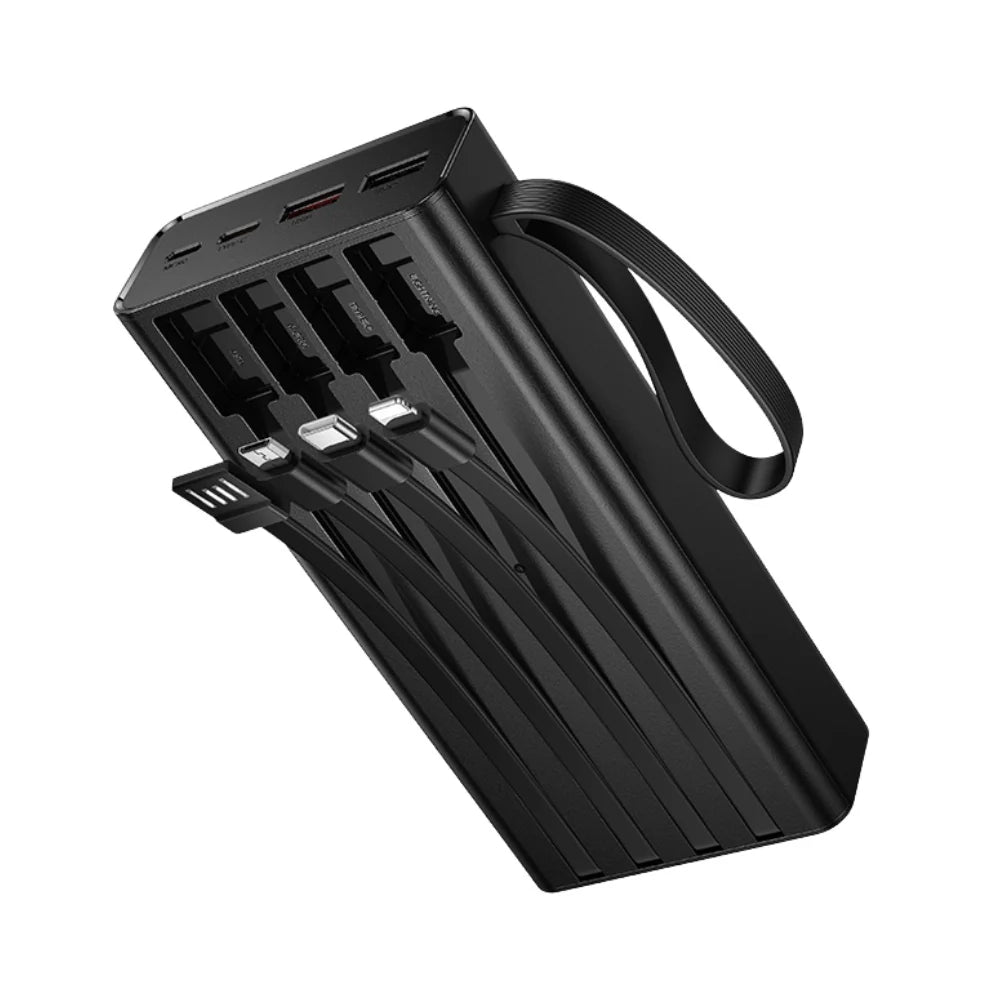 Hoco 20000mAh Power Bank with Built-In Cables – Fast Charging, Portable Battery Pack