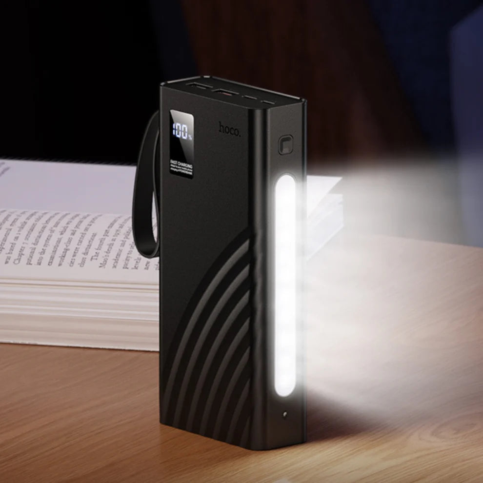 Hoco 20000mAh Power Bank with Built-In Cables – Fast Charging, Portable Battery Pack