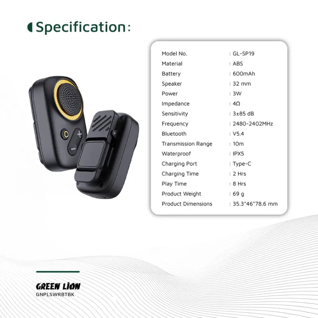Green Lion Pulse Wear Wearable BT Speaker