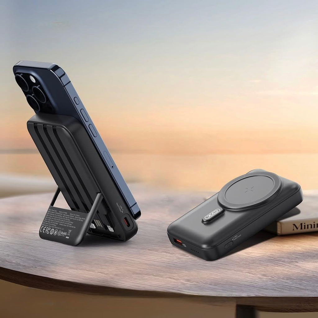 Magnetic Wireless Power Bank 10000mAh with Stand & Built-in Cables